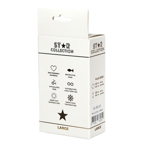 Star Collection - Black Silicone Anal Plug L - Light Blue Stone Star Collection