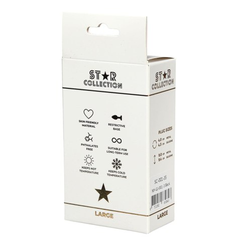 Star Collection - Black Silicone Anal Plug L - Light Pink Stone Star Collection