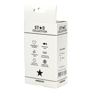 Star Collection - Black Silicone Anal Plug M - Light Pink Stone Star Collection