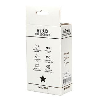 Star Collection - Black Silicone Anal Plug M - Pink Stone Star Collection