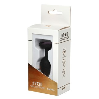 Star Collection - Black Silicone Anal Plug S - Light Pink Stone Star Collection