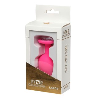 Star Collection - Pink Silicone Anal Plug L - Clear Stone Star Collection