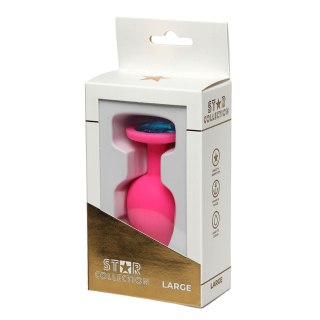Star Collection - Pink Silicone Anal Plug L - Light Blue Stone Star Collection