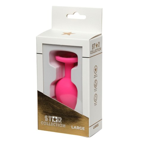 Star Collection - Pink Silicone Anal Plug L - Pink Stone Star Collection