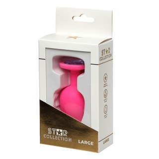 Star Collection - Pink Silicone Anal Plug L- Purple Stone Star Collection