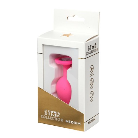 Star Collection - Pink Silicone Anal Plug M - Clear Stone Star Collection