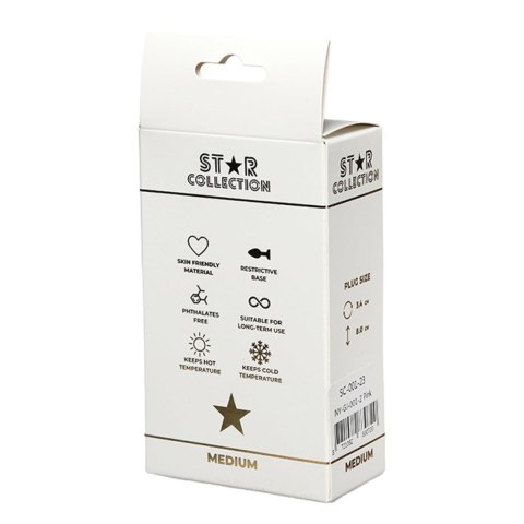 Star Collection - Pink Silicone Anal Plug M - Light Blue Stone Star Collection