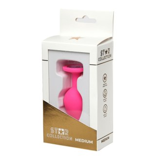 Star Collection - Pink Silicone Anal Plug M - Light Pink Stone Star Collection