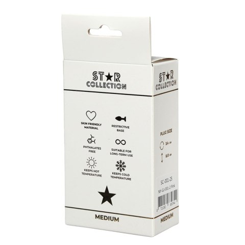 Star Collection - Pink Silicone Anal Plug M - Light Pink Stone Star Collection