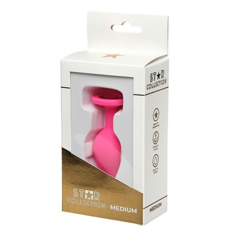 Star Collection - Pink Silicone Anal Plug M - Pink Stone Star Collection