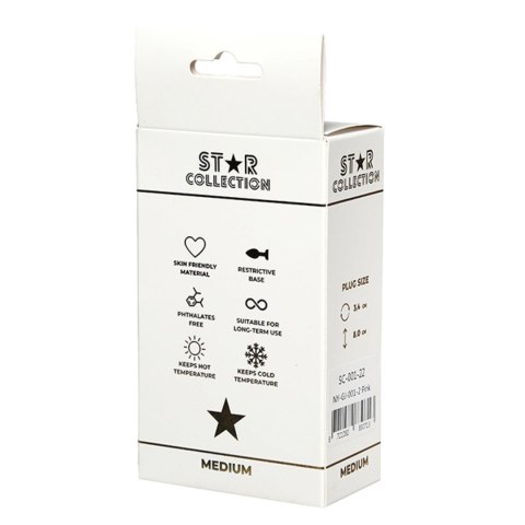 Star Collection - Pink Silicone Anal Plug M - Pink Stone Star Collection