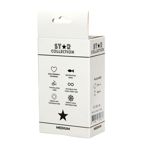 Star Collection - Pink Silicone Anal Plug M - Purple Stone Star Collection