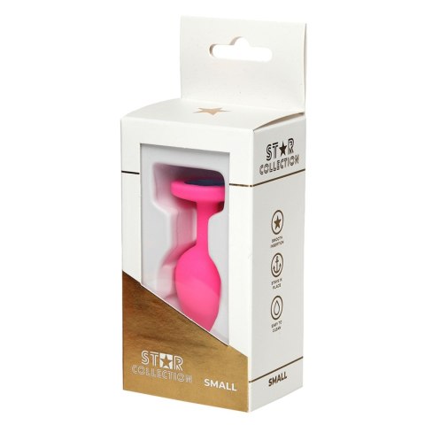 Star Collection - Pink Silicone Anal Plug S - Light Blue Stone Star Collection