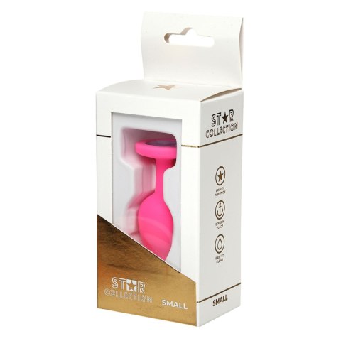 Star Collection - Pink Silicone Anal Plug S - Purple Stone Star Collection