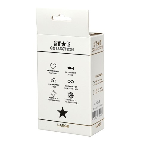 Star Collection - Purple Silicone Anal Plug L - Light Blue Stone Star Collection
