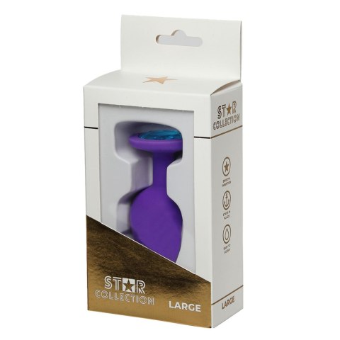 Star Collection - Purple Silicone Anal Plug L - Light Blue Stone Star Collection