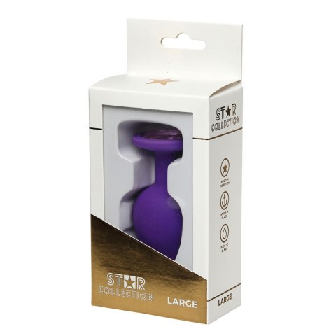 Star Collection - Purple Silicone Anal Plug L - Light Pink Stone Star Collection
