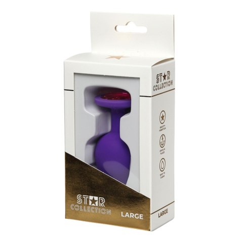 Star Collection - Purple Silicone Anal Plug L - Pink Stone Star Collection