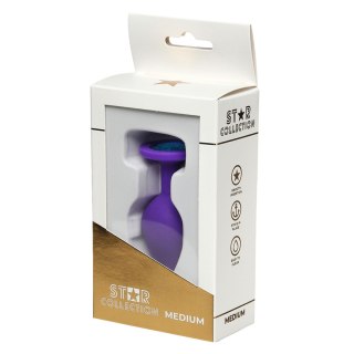 Star Collection - Purple Silicone Anal Plug M - Light Blue Stone Star Collection