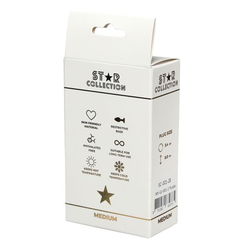 Star Collection - Purple Silicone Anal Plug M - Light Blue Stone Star Collection