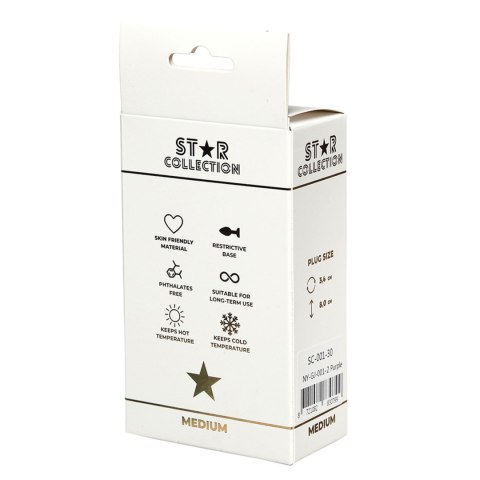 Star Collection - Purple Silicone Anal Plug M - Light Pink Stone Star Collection