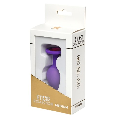 Star Collection - Purple Silicone Anal Plug M - Pink Stone Star Collection