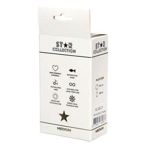 Star Collection - Purple Silicone Anal Plug M - Pink Stone Star Collection