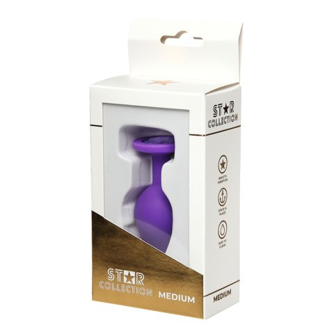 Star Collection - Purple Silicone Anal Plug M - Purple Stone Star Collection