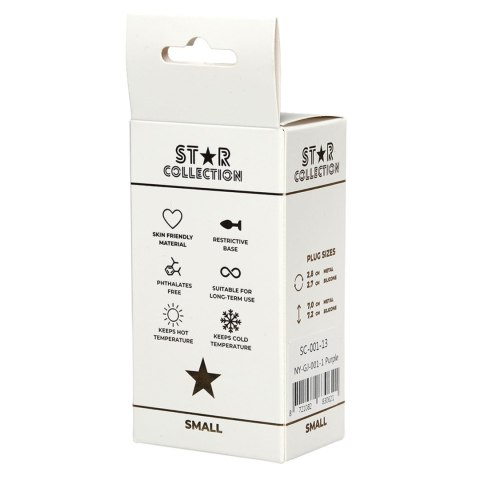 Star Collection - Purple Silicone Anal Plug S - Light Blue Stone Star Collection