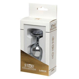 Star Collection - Silver Metal Anal Plug L - Clear Stone Star Collection