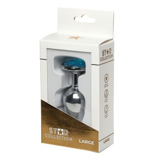 Star Collection - Silver Metal Anal Plug L - Light Blue Stone Star Collection