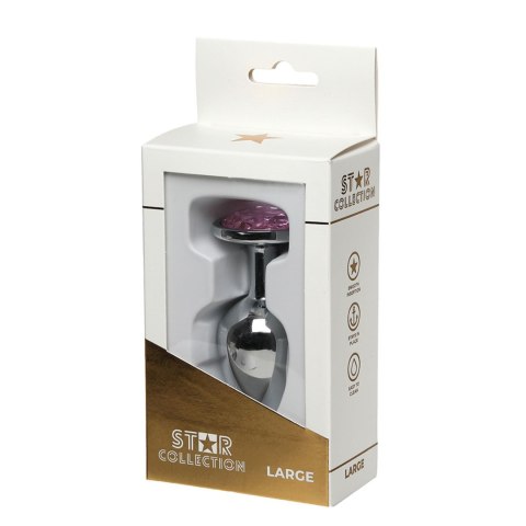Star Collection - Silver Metal Anal Plug L - Light Pink Stone Star Collection