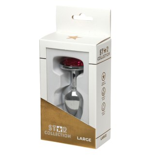 Star Collection - Silver Metal Anal Plug L - Pink Stone Star Collection
