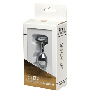 Star Collection - Silver Metal Anal Plug M - Clear Stone Star Collection