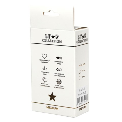 Star Collection - Silver Metal Anal Plug M - Light Pink Stone Star Collection