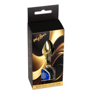 MyLove Toys - Jewellery Gold Heart PLUG- Dark Blue MyLove Toys