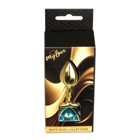 MyLove Toys - Jewellery Gold Heart PLUG- Light Blue MyLove Toys
