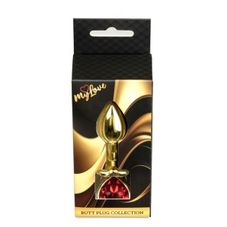 MyLove Toys - Jewellery Gold Heart PLUG- Red MyLove Toys