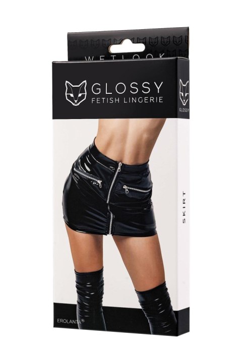 Glossy Billie, skirt, wetlook, black, S Glossy
