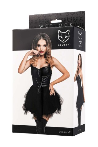 Glossy Elisia, dress, wetlook, black, S Glossy