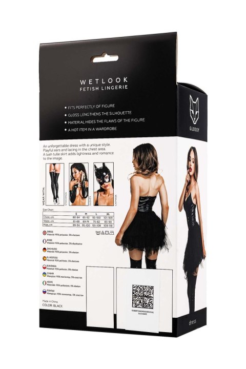 Glossy Elisia, dress, wetlook, black, S Glossy