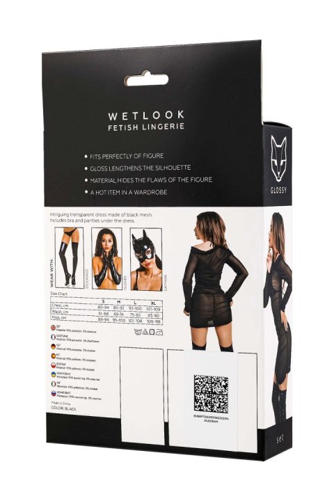 Glossy Sheril, set, wetlook, black, M Glossy