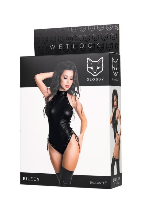 Wetlook body Eileen - black S Glossy