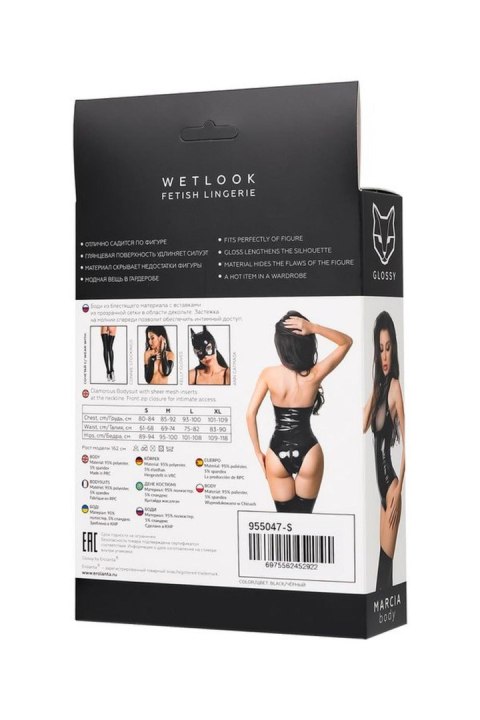 Wetlook body Marcia - black S Glossy