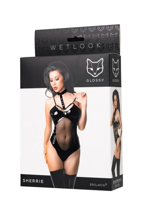Wetlook body Sherrie - black S Glossy