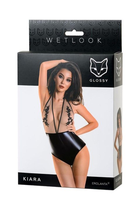 Wetlook body dress KIARA - black L Glossy