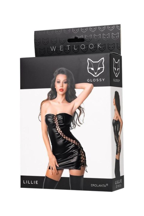 Wetlook dress Lillie - black L Glossy