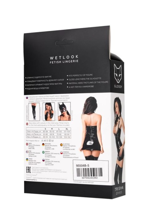 Wetlook dress Trisha - black S Glossy