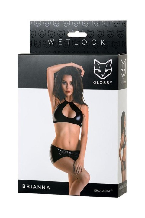 Wetlook shiny set BRIANNA - black S Glossy