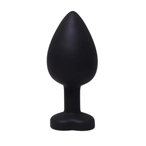 Black large heart-shaped butt plug with white crystal Fantasy